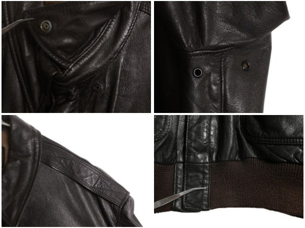 70s 80s USA製 ★ エディーバウアー A-2 タイプ フライト ジャケット 48 メンズ XXL 程 ヴィンテージ 革ジャン ジャンパー ボンバー 黒タグ