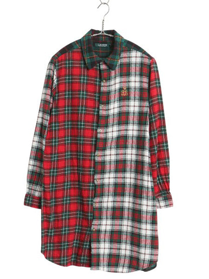 ローレン ラルフローレン チェック フランネル シャツ ワンピース レディース M / クレイジー パターン 長袖シャツ ネルシャツ チュニック