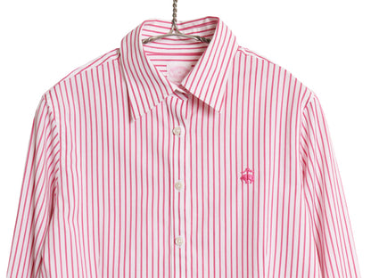 ブルックスブラザーズ ストライプ 長袖 シャツ 10 レディース L 程 / コットン ストレッチ TAILORED FIT ワンポイント ノーアイロン スリム