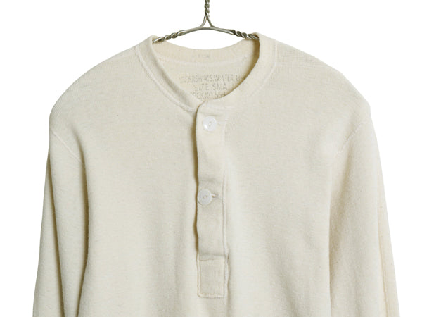 50s 米軍実物 US ARMY M-1950 ヘンリーネック アンダーシャツ メンズ S ヴィンテージ 長袖 Tシャツ サーマル リブ編み ロンT 軍物 スタンプ