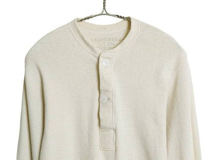 50s 米軍実物 US ARMY M-1950 ヘンリーネック アンダーシャツ メンズ S ヴィンテージ 長袖 Tシャツ サーマル リブ編み ロンT 軍物 スタンプ