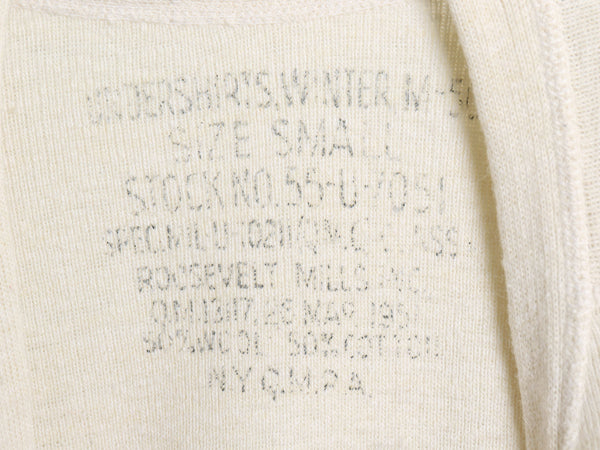 50s 米軍実物 US ARMY M-1950 ヘンリーネック アンダーシャツ メンズ S ヴィンテージ 長袖 Tシャツ サーマル リブ編み ロンT 軍物 スタンプ