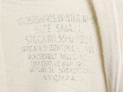 50s 米軍実物 US ARMY M-1950 ヘンリーネック アンダーシャツ メンズ S ヴィンテージ 長袖 Tシャツ サーマル リブ編み ロンT 軍物 スタンプ