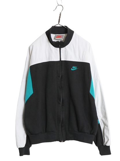 90s ナイキ フルジップ スウェット ジャケット メンズ L オールド 初期 銀タグ 裏起毛 トレーナー ブルゾン ワンポイント スウッシュ 刺繍