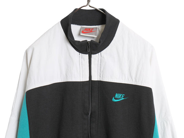 90s ナイキ フルジップ スウェット ジャケット メンズ L オールド 初期 銀タグ 裏起毛 トレーナー ブルゾン ワンポイント スウッシュ 刺繍
