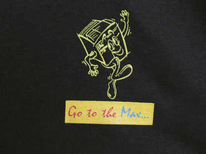 90s 企業 メッセージ プリント Tシャツ メンズ XL / オールド 当時物 イラスト グラフィック シングルステッチ ゆったり 大きいサイズ 黒