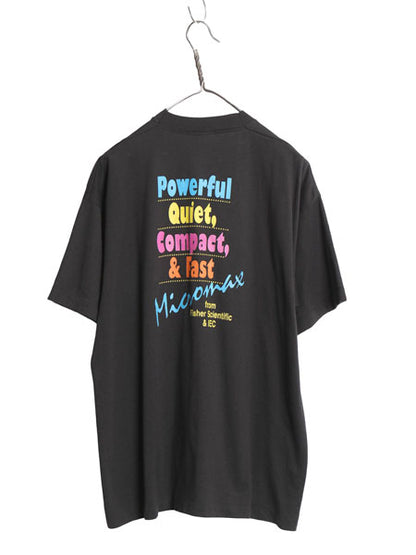 90s 企業 メッセージ プリント Tシャツ メンズ XL / オールド 当時物 イラスト グラフィック シングルステッチ ゆったり 大きいサイズ 黒