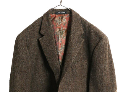 デッドストック ローレン ラルフローレン ツイード テーラード ジャケット メンズ XL 程/ ポロ ウール ブレザー ヘリンボーン 大きいサイズ