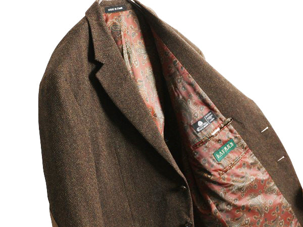 デッドストック ローレン ラルフローレン ツイード テーラード ジャケット メンズ XL 程/ ポロ ウール ブレザー ヘリンボーン 大きいサイズ