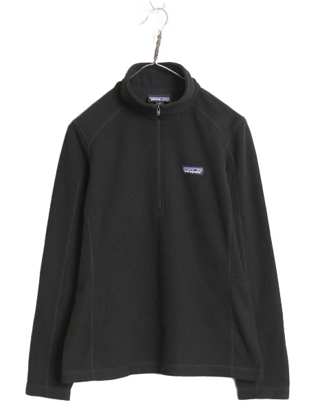 パタゴニア マイクロD ハーフジップ フリース プルオーバー レディース M / 20年製 アウトドア ロンT 長袖 Tシャツ ハイネック インナー 黒