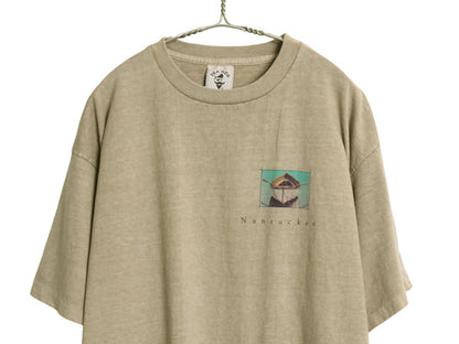 90s USA製 アート イラスト 両面 プリント Tシャツ メンズ XL 程/ オールド ボート ヘビーウェイト シングルステッチ 大きいサイズ カーキ
