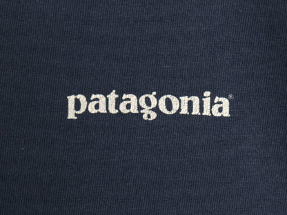 パタゴニア 両面 プリント 半袖 Tシャツ メンズ L / アウトドア P6 バックプリント ボックスロゴ カットソー シンプル トップス ネイビー
