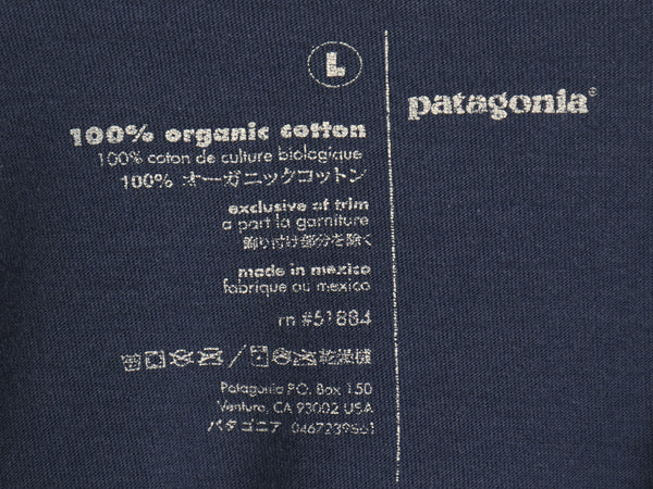 パタゴニア 両面 プリント 半袖 Tシャツ メンズ L / アウトドア P6 バックプリント ボックスロゴ カットソー シンプル トップス ネイビー