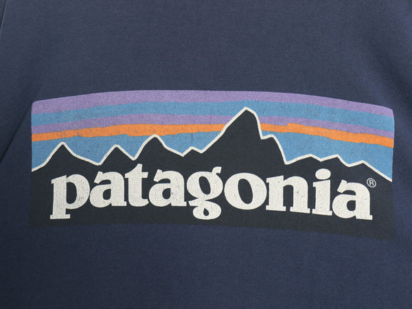 パタゴニア 両面 プリント 半袖 Tシャツ メンズ L / アウトドア P6 バックプリント ボックスロゴ カットソー シンプル トップス ネイビー
