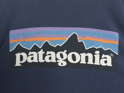 パタゴニア 両面 プリント 半袖 Tシャツ メンズ L / アウトドア P6 バックプリント ボックスロゴ カットソー シンプル トップス ネイビー