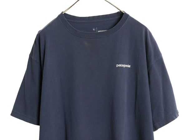 パタゴニア 両面 プリント 半袖 Tシャツ メンズ L / アウトドア P6 バックプリント ボックスロゴ カットソー シンプル トップス ネイビー