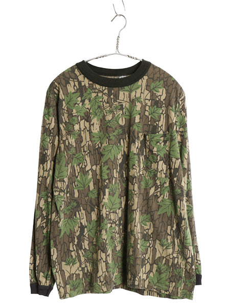 90s USA製 TREBARK リアルツリー カモ 長袖 Tシャツ メンズ S / オールド ロンT アウトドア ハンティング 迷彩 総柄 カットソー 当時物 Y2K