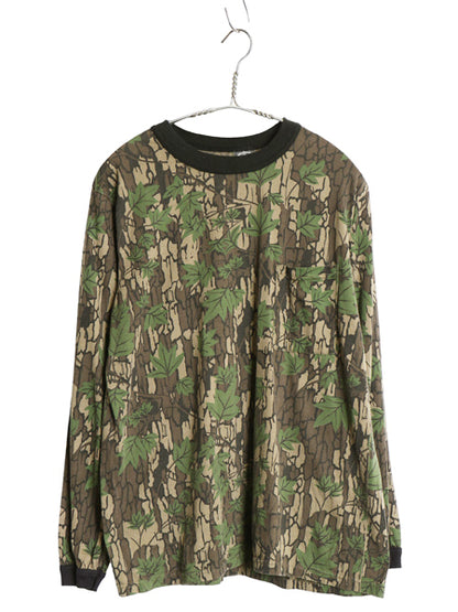 90s USA製 TREBARK リアルツリー カモ 長袖 Tシャツ メンズ S / オールド ロンT アウトドア ハンティング 迷彩 総柄 カットソー 当時物 Y2K