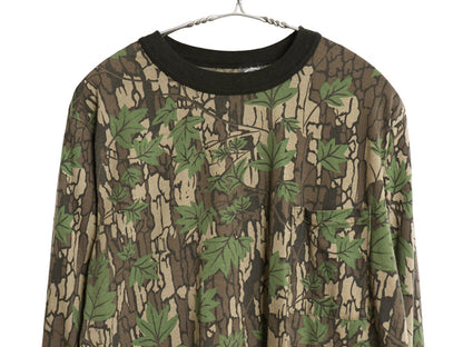 90s USA製 TREBARK リアルツリー カモ 長袖 Tシャツ メンズ S / オールド ロンT アウトドア ハンティング 迷彩 総柄 カットソー 当時物 Y2K
