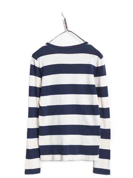ラルフローレン ボーダー 長袖 Tシャツ レディース L 古着 ポロ スポーツ ロンT コットン ストレッチ リブ編み カットソー ロングスリーブ