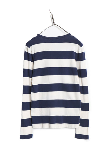 ラルフローレン ボーダー 長袖 Tシャツ レディース L 古着 ポロ スポーツ ロンT コットン ストレッチ リブ編み カットソー ロングスリーブ
