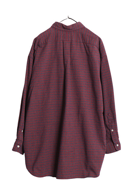 90s The Big SHIRT ラルフローレン チェック 長袖 ボタンダウン シャツ メンズ XL / 古着 オールド ポロ BD オックスフォード 大きいサイズ