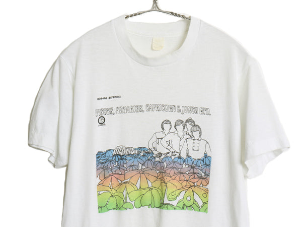 80s USA製 ザ モンキーズ イラスト プリント Tシャツ メンズ M ヴィンテージ 当時物 バンド ロック グラフィック シングルステッチ 白T 白