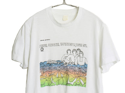 80s USA製 ザ モンキーズ イラスト プリント Tシャツ メンズ M ヴィンテージ 当時物 バンド ロック グラフィック シングルステッチ 白T 白