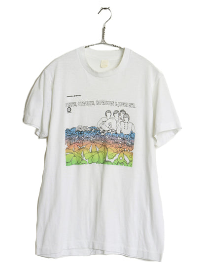 80s USA製 ザ モンキーズ イラスト プリント Tシャツ メンズ M ヴィンテージ 当時物 バンド ロック グラフィック シングルステッチ 白T 白