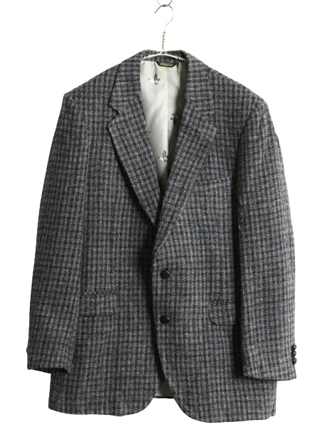 80s USA製 JCPENNY STAFFORD ハリスツイード テーラード ジャケット メンズ L / 古着 ヴィンテージ ブレザー ウール ツイード チェック 灰