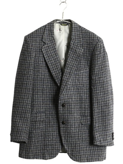 80s USA製 JCPENNY STAFFORD ハリスツイード テーラード ジャケット メンズ L / 古着 ヴィンテージ ブレザー ウール ツイード チェック 灰