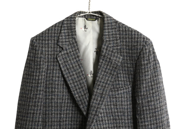 80s USA製 JCPENNY STAFFORD ハリスツイード テーラード ジャケット メンズ L / 古着 ヴィンテージ ブレザー ウール ツイード チェック 灰