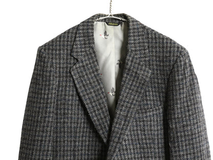 80s USA製 JCPENNY STAFFORD ハリスツイード テーラード ジャケット メンズ L / 古着 ヴィンテージ ブレザー ウール ツイード チェック 灰