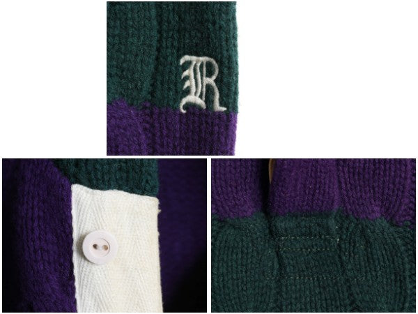 ラグビー ラルフローレン ケーブル ニット パーカー メンズ XL / 古着 ポロ ラガーシャツ タイプ ツートン ボーダー セーター 大きいサイズ