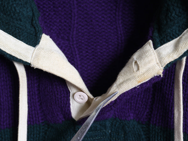 ラグビー ラルフローレン ケーブル ニット パーカー メンズ XL / 古着 ポロ ラガーシャツ タイプ ツートン ボーダー セーター 大きいサイズ