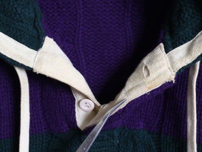 ラグビー ラルフローレン ケーブル ニット パーカー メンズ XL / 古着 ポロ ラガーシャツ タイプ ツートン ボーダー セーター 大きいサイズ