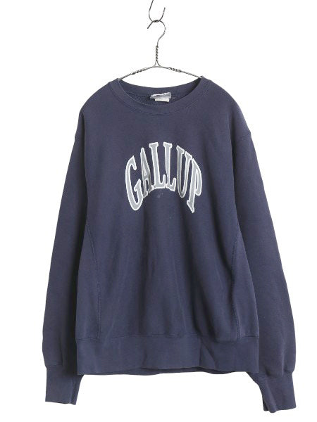 90s USA製 リー カレッジ プリント スウェット メンズ L 古着 オールド ヘビーウェイト トレーナー 裏起毛 厚手 リバース タイプ シンプル