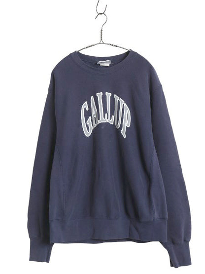 90s USA製 リー カレッジ プリント スウェット メンズ L 古着 オールド ヘビーウェイト トレーナー 裏起毛 厚手 リバース タイプ シンプル