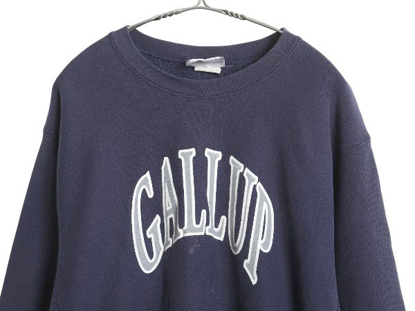 90s USA製 リー カレッジ プリント スウェット メンズ L 古着 オールド ヘビーウェイト トレーナー 裏起毛 厚手 リバース タイプ シンプル