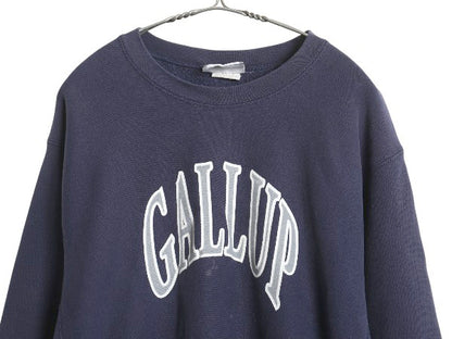 90s USA製 リー カレッジ プリント スウェット メンズ L 古着 オールド ヘビーウェイト トレーナー 裏起毛 厚手 リバース タイプ シンプル