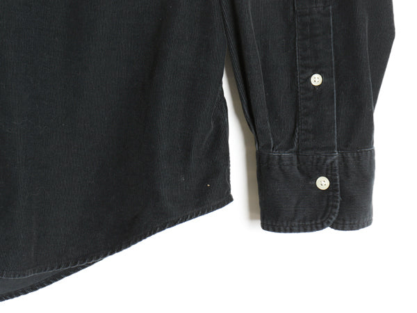 ポロ ラルフローレン 細畝 コーデュロイ 長袖 シャツ メンズ L CLASSIC FIT コットン ワンポイント ポニー 刺繍 カジュアル ブラック 無地