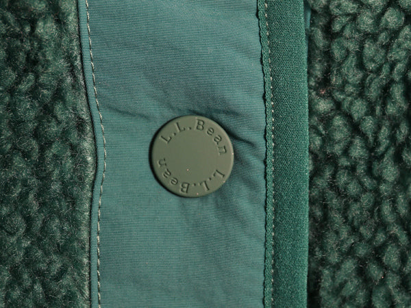 エルエルビーン パイル フリース ジャケット レディース M / アウトドア ジャンパー スナップ プルオーバー ハイネック ボア グリーン 無地