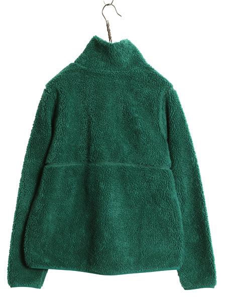 エルエルビーン パイル フリース ジャケット レディース M / アウトドア ジャンパー スナップ プルオーバー ハイネック ボア グリーン 無地