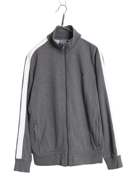00s ポロ ラルフローレン フルジップ スウェット トラック ジャケット メンズ M 古着 オールド 裏起毛 ヘビーウェイト ポニー 刺繍 グレー 