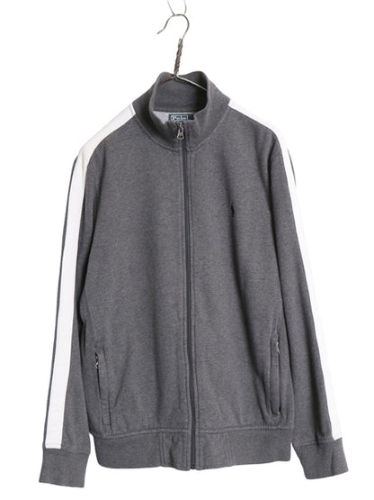 00s ポロ ラルフローレン フルジップ スウェット トラック ジャケット メンズ M 古着 オールド 裏起毛 ヘビーウェイト ポニー 刺繍 グレー 