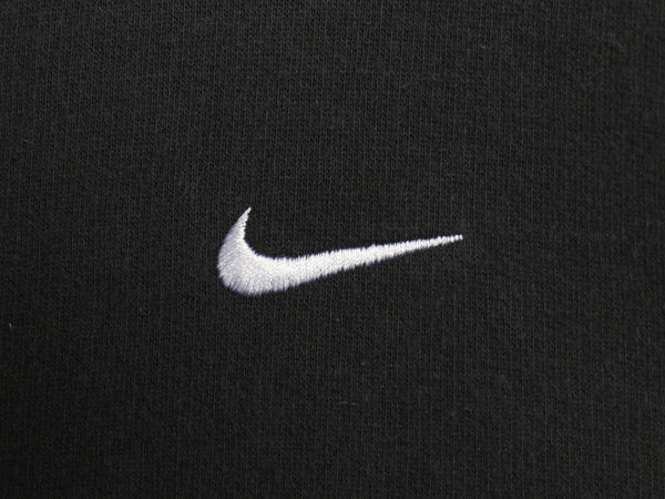 00s ナイキ スモール スウッシュ 刺繍 スウェット フード パーカー メンズ L / オールド トレーナー プルオーバー 裏起毛 ワンポイント 黒
