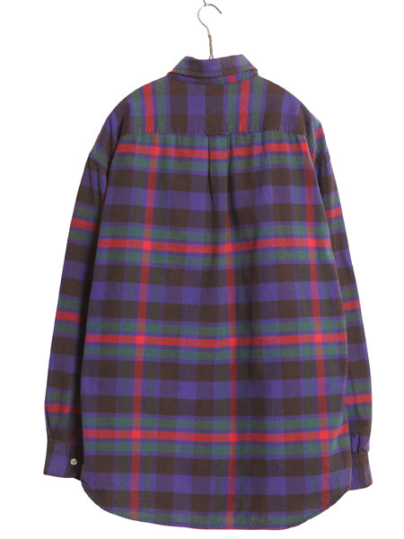 90s オールド ギャップ チェック 長袖 ボタンダウン シャツ メンズ XL 紺タグ コットン 大きいサイズ ポケット付き ゆったり マルチカラー