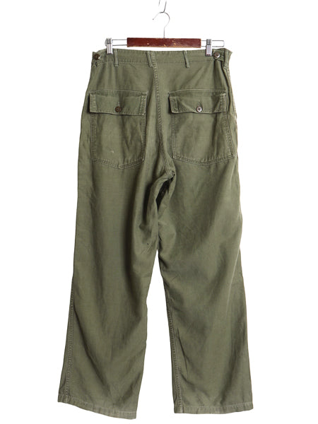60s ★ 米軍実物 US ARMY コットン サテン ベイカー パンツ 実寸 34 30 程 ヴィンテージ アジャスター付き ファティーグ ユーティリティ 緑