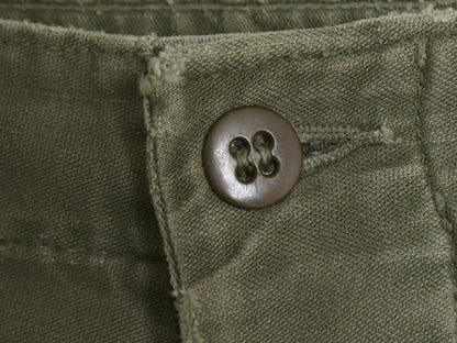 60s ★ 米軍実物 US ARMY コットン サテン ベイカー パンツ 実寸 34 30 程 ヴィンテージ アジャスター付き ファティーグ ユーティリティ 緑
