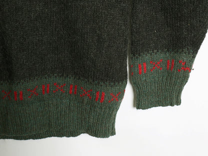 80s ウールリッチ ノルディック ニット セーター メンズ XL / 古着 ヴィンテージ ウール モヘア バーズアイ 求心柄 総柄 大きいサイズ 緑